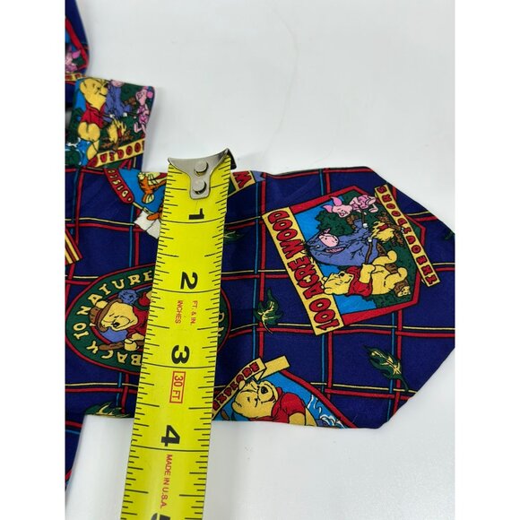 VTG Disney Winnie the Pooh Friends Mickey Inc Men's 100% Silk Novelty Tie Blue - Picture 6 of 6